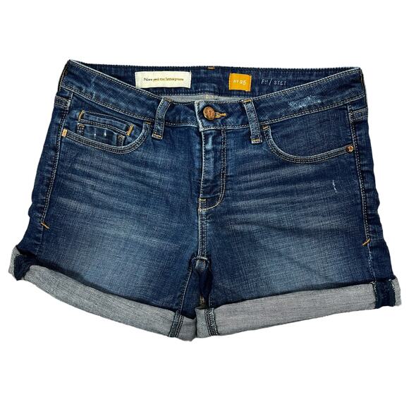 Pilcro Anthropologie Low-Rise Jean Shorts Sz 0/25" Blue Y2K Stretch Denim Jorts - Picture 1 of 12